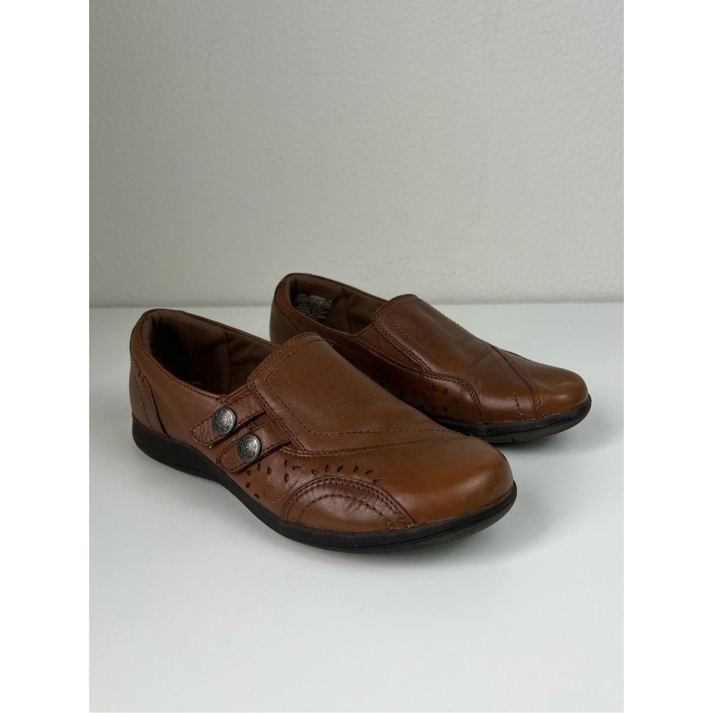 Rockport Women's Leather Loafers Brown Comfort Slip On Shoes Career Size 8